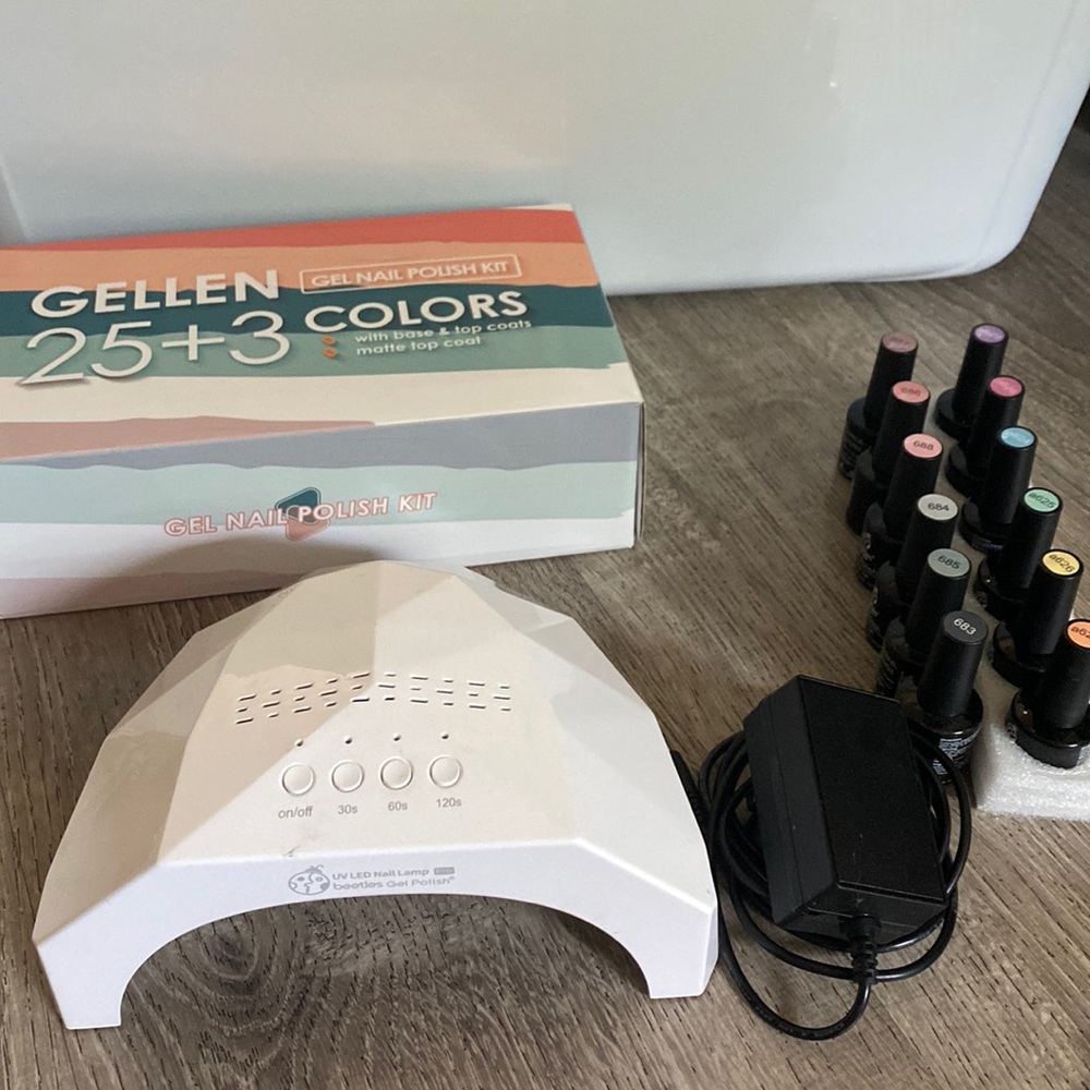 Gel nail polish collection with light